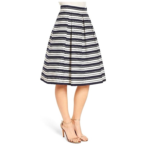 Eliza J Women's Stripe Black and White Jacquard Midi Skirt Size 8 - Picture 3 of 14